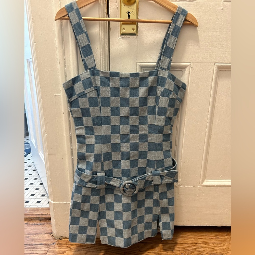 Amanda Uprichard Blue Checkered Mini Dress - Picture 4 of 6